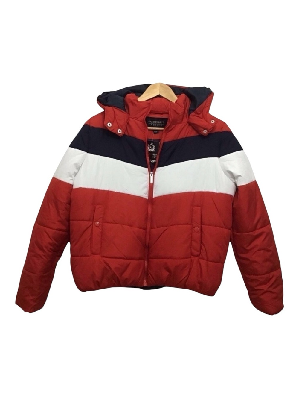 FAHRENHEIT active puffer winter coat jacket in Large red white blue